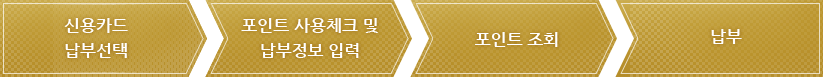 신용카드 납부선택 - 포인트 사용체크 및 납부정보 입력 - 포인트 조회 - 납부